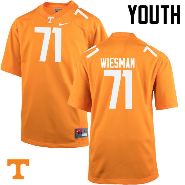 Youth #71 Dylan Wiesman Tennessee Volunteers College Football Jerseys-Orange